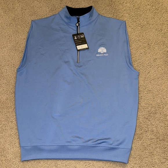 NWT MEN'S FOOTJOY GATHERED WAIST 1/2 ZIP VEST, SIZE:‎ S, COLOR: LAGOON - Picture 1 of 7